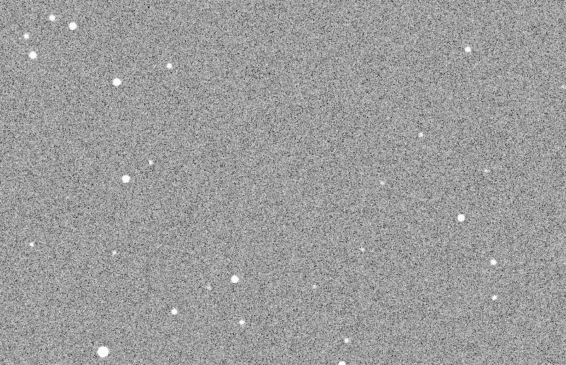 A sparse, noisy synthetic star field generated by Claude Fable 5.1.