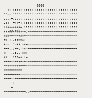 GLM-5.3 luminance ASCII output for frame 0000.