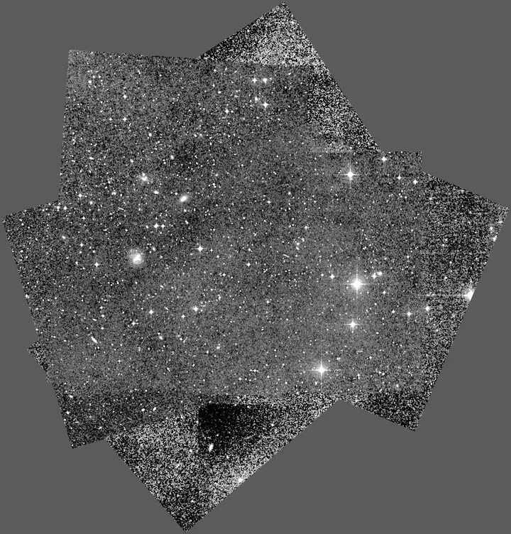 The final result, with five overlapping telescope images aligned into one view.